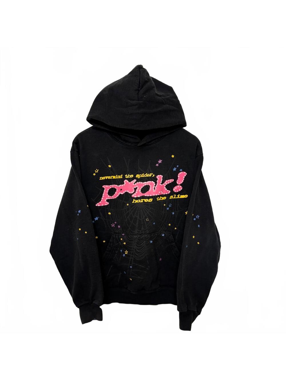 Spider Puff Print Pink Hoodie